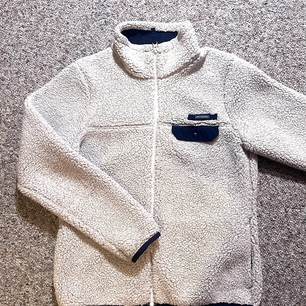 Columbia Womens Cream Sherpa Fleece Zip Up Jacket